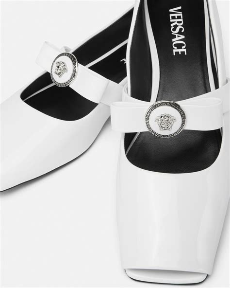 versace porzellan ballerina|Gianni Ribbon Open Patent Ballerinas .